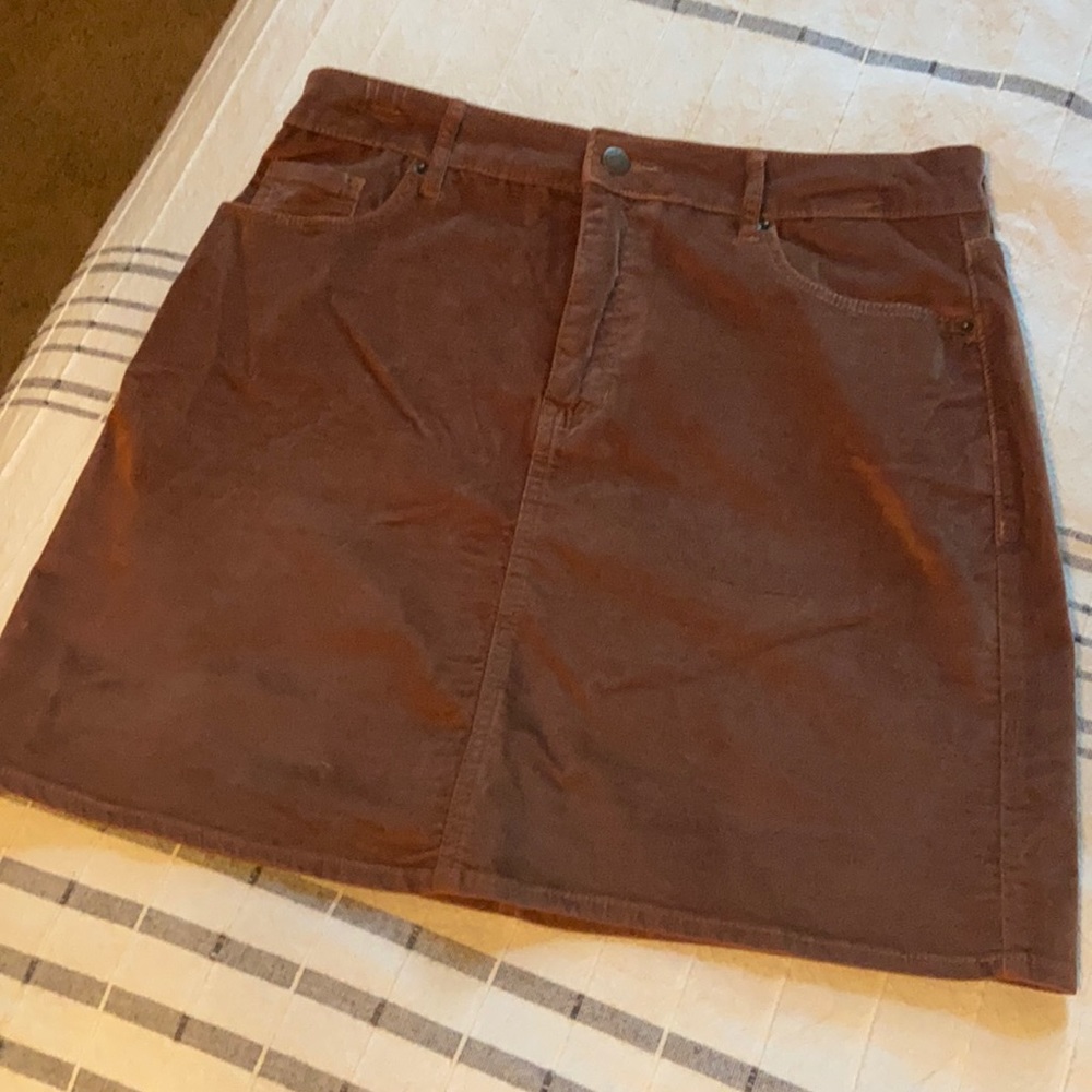 NWOT Brown rust colored velvet jean skirt